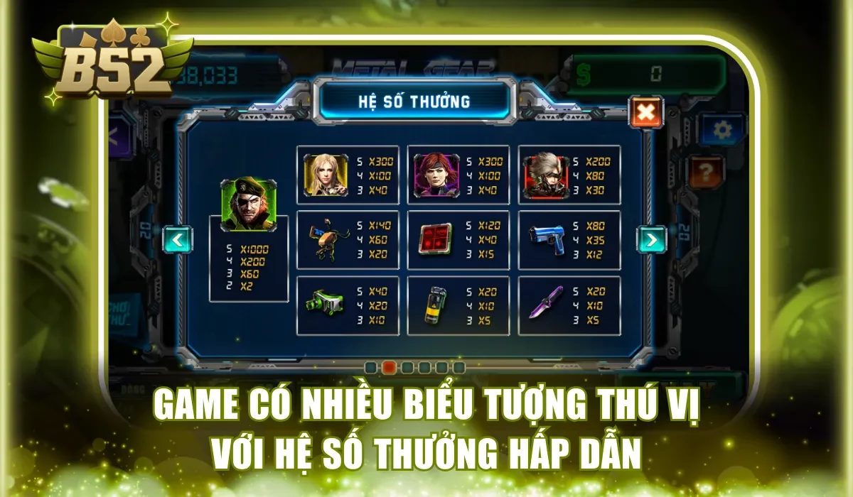 Game sở sở hữu nhiều biểu tượng với giá trị thưởng hấp dẫn