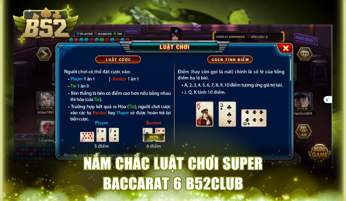 Nắm chắc luật chơi Super Baccarat 6 B52Club tại cổng game
